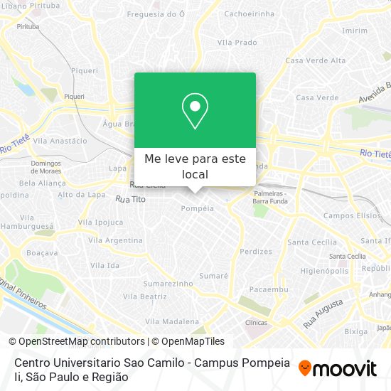 Centro Universitario Sao Camilo - Campus Pompeia Ii mapa