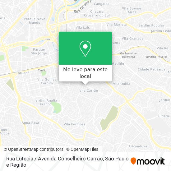 Rua Lutécia / Avenida Conselheiro Carrão mapa