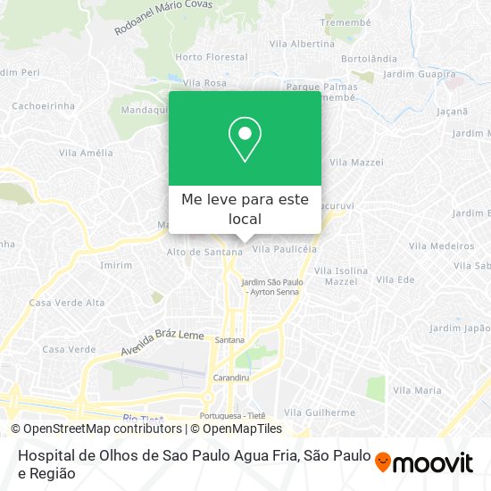 Hospital de Olhos de Sao Paulo Agua Fria mapa