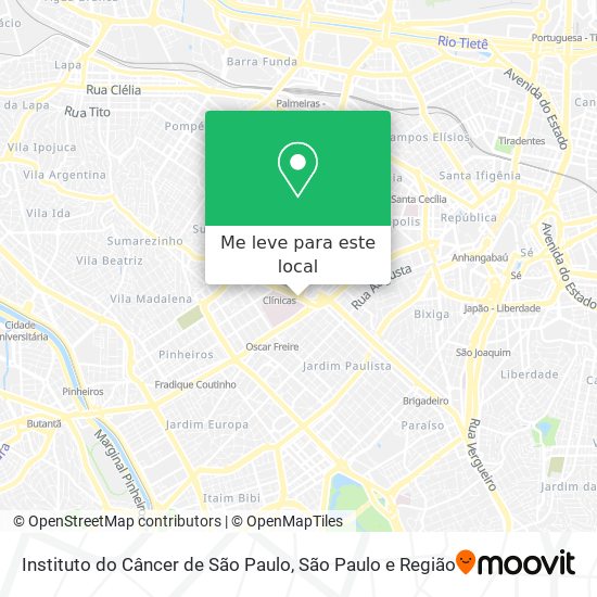 Instituto do Câncer de São Paulo mapa