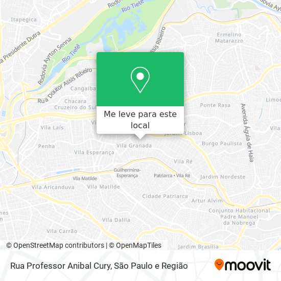 Rua Professor Anibal Cury mapa