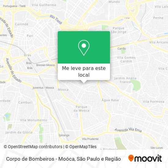 Corpo de Bombeiros - Moóca mapa