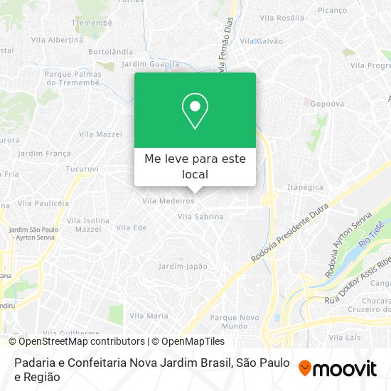 Padaria e Confeitaria Nova Jardim Brasil mapa