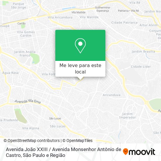 Avenida João XXIII / Avenida Monsenhor Antônio de Castro mapa