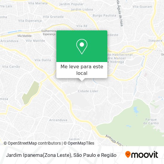 Jardim Ipanema(Zona Leste) mapa