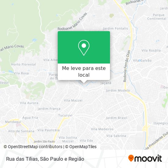 Rua das Tílias mapa