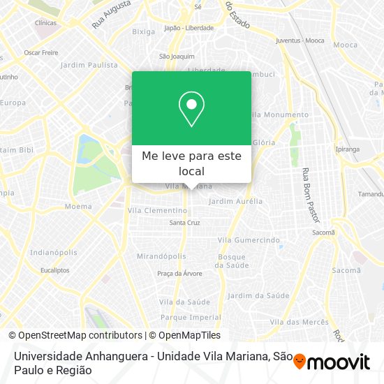 Universidade Anhanguera - Unidade Vila Mariana mapa