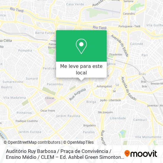 Auditório Ruy Barbosa / Praça de Convivência / Ensino Médio / CLEM – Ed. Ashbel Green Simonton mapa