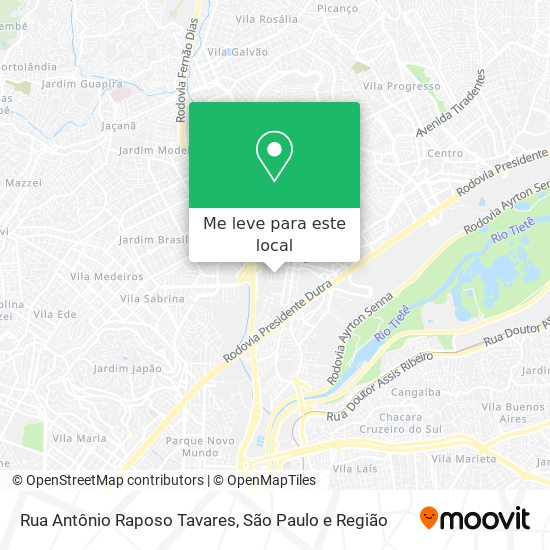 Rua Antônio Raposo Tavares mapa