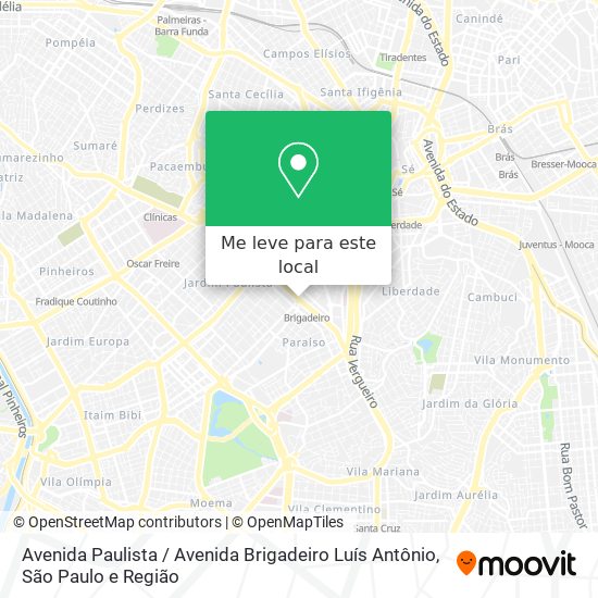 Avenida Paulista / Avenida Brigadeiro Luís Antônio mapa