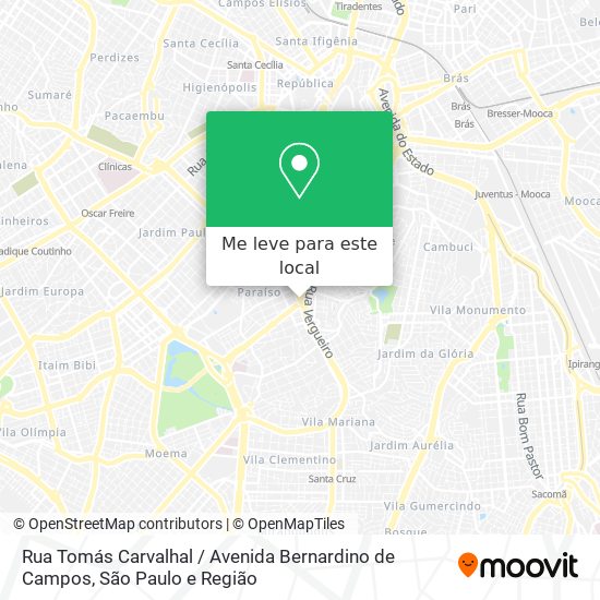 Rua Tomás Carvalhal / Avenida Bernardino de Campos mapa