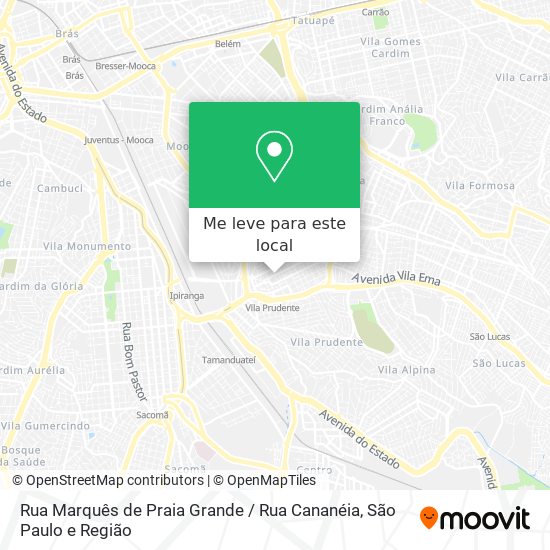 Rua Marquês de Praia Grande / Rua Cananéia mapa