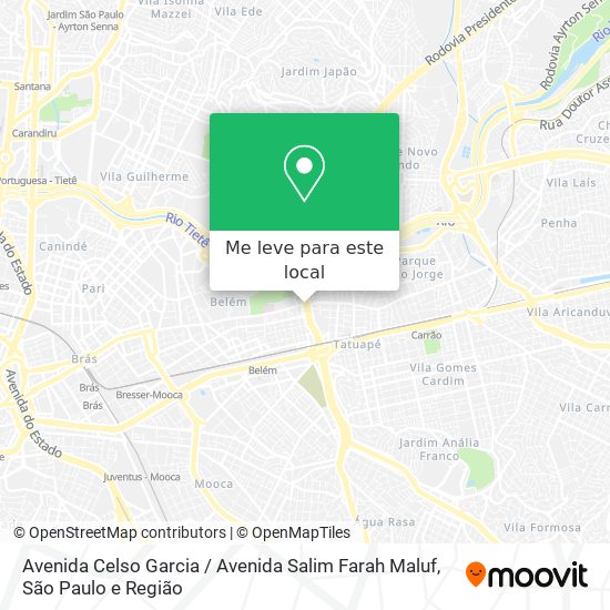 Avenida Celso Garcia / Avenida Salim Farah Maluf mapa