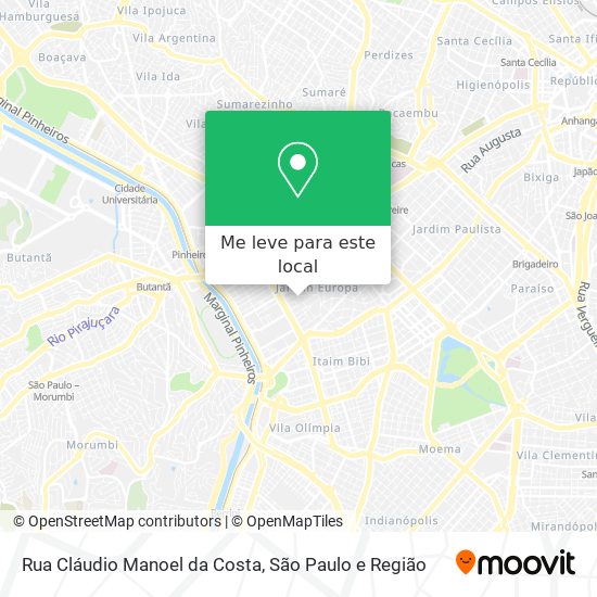 Rua Cláudio Manoel da Costa mapa