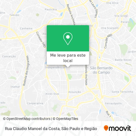Rua Cláudio Manoel da Costa mapa