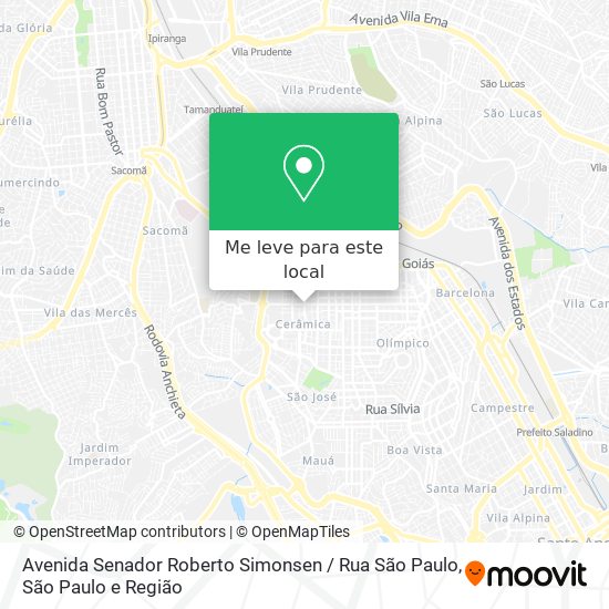Avenida Senador Roberto Simonsen / Rua São Paulo mapa