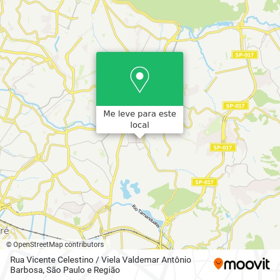 Rua Vicente Celestino / Viela Valdemar Antônio Barbosa mapa