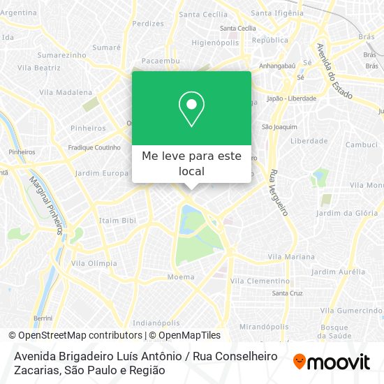 Avenida Brigadeiro Luís Antônio / Rua Conselheiro Zacarias mapa
