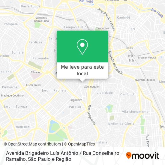 Avenida Brigadeiro Luís Antônio / Rua Conselheiro Ramalho mapa