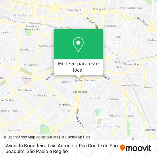 Avenida Brigadeiro Luís Antônio / Rua Conde de São Joaquim mapa