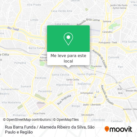 Rua Barra Funda / Alameda Ribeiro da Silva mapa