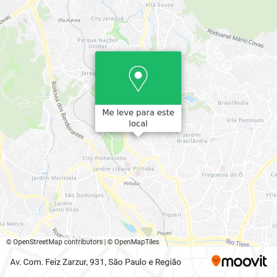 Av. Com. Feiz Zarzur, 931 mapa