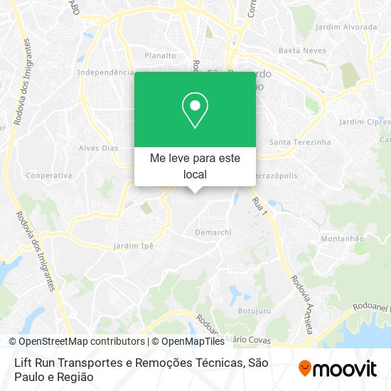 Lift Run Transportes e Remoções Técnicas mapa