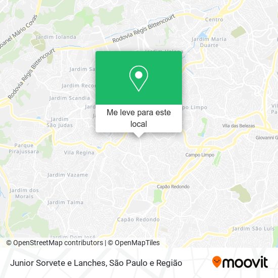 Junior Sorvete e Lanches mapa