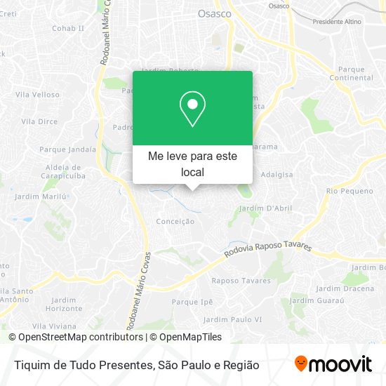 Tiquim de Tudo Presentes mapa