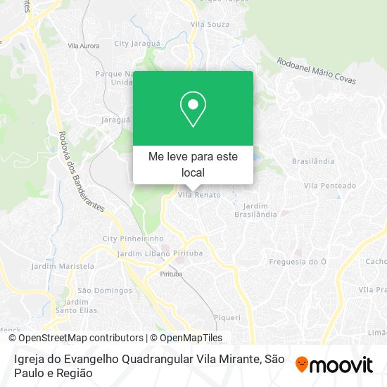 Igreja do Evangelho Quadrangular Vila Mirante mapa