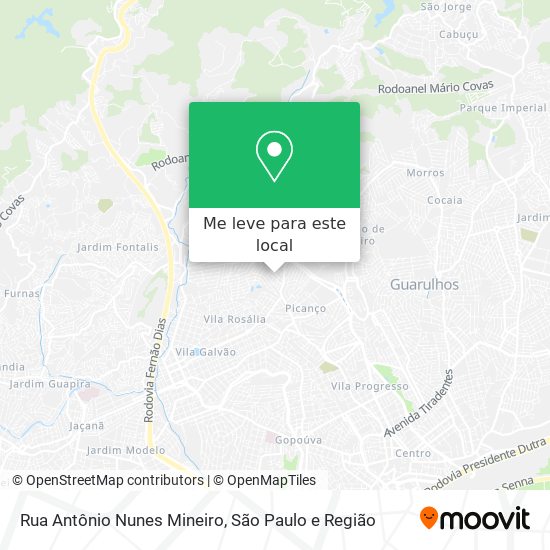 Rua Antônio Nunes Mineiro mapa