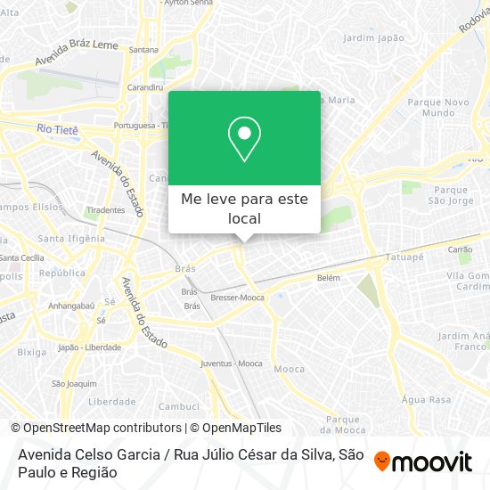 Avenida Celso Garcia / Rua Júlio César da Silva mapa
