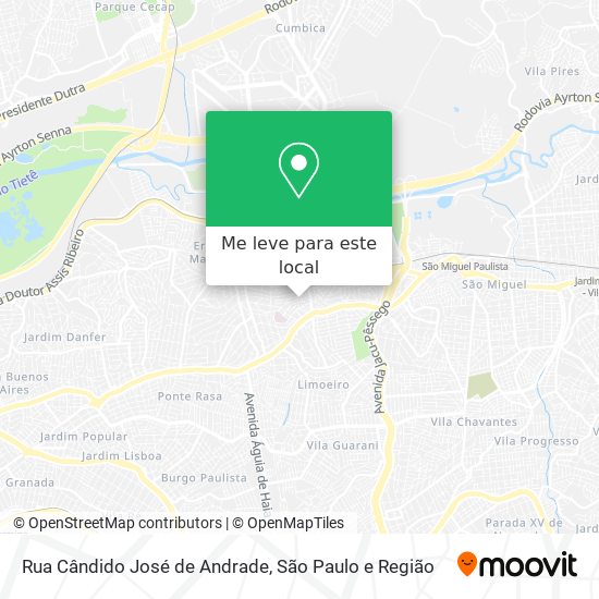 Rua Cândido José de Andrade mapa