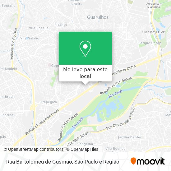 Rua Bartolomeu de Gusmão mapa