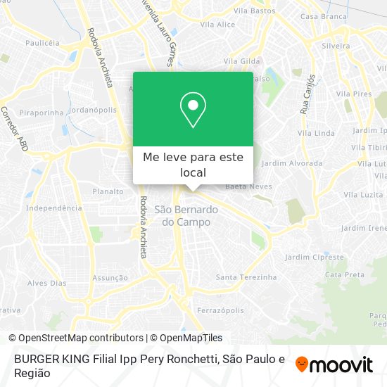 BURGER KING Filial Ipp Pery Ronchetti mapa