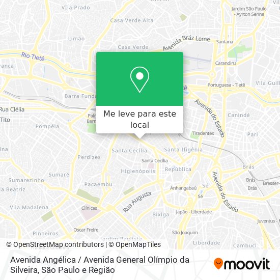 Avenida Angélica / Avenida General Olímpio da Silveira mapa
