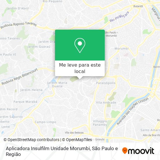 Aplicadora Insulfilm Unidade Morumbi mapa
