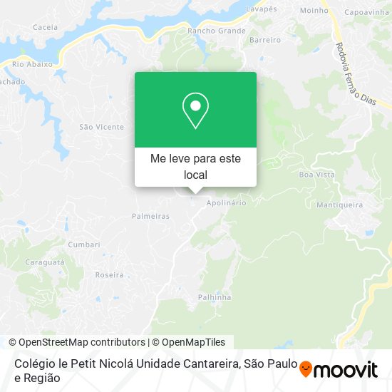 Colégio le Petit Nicolá Unidade Cantareira mapa
