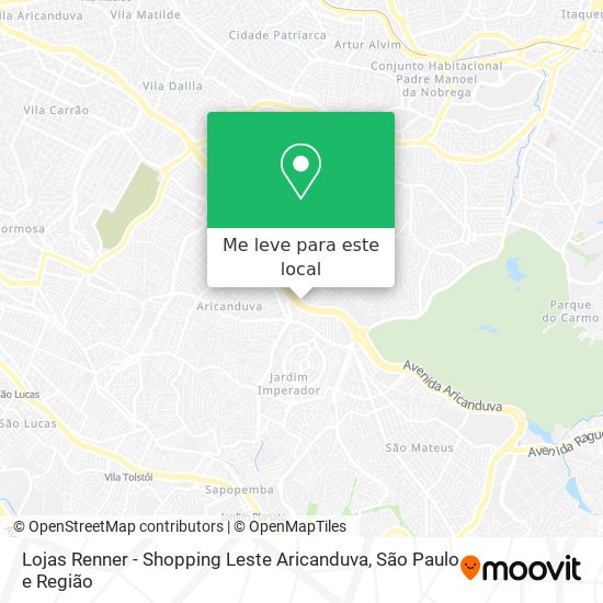 Lojas Renner - Shopping Leste Aricanduva mapa