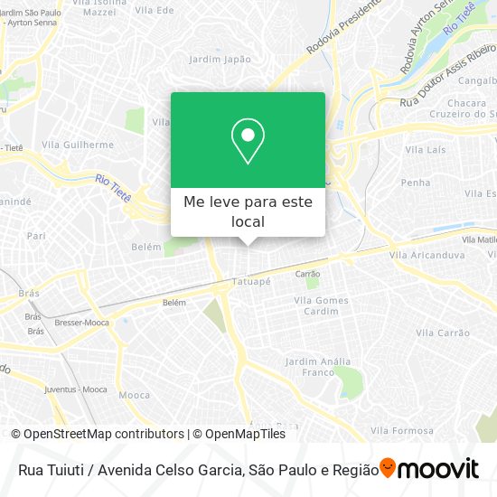 Rua Tuiuti / Avenida Celso Garcia mapa