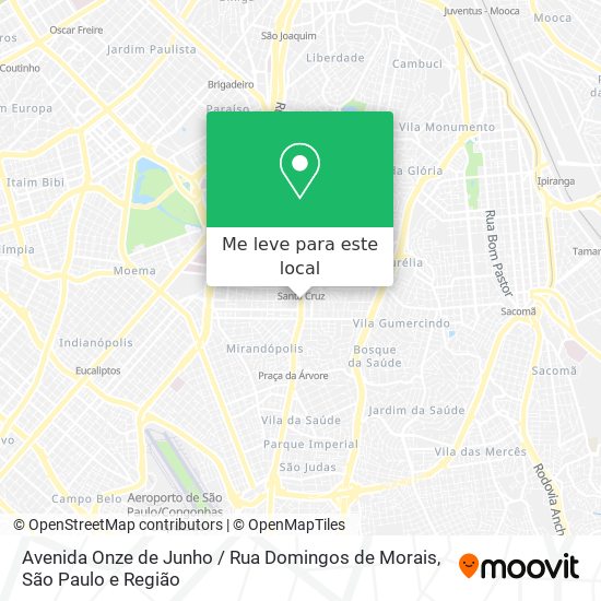 Avenida Onze de Junho / Rua Domingos de Morais mapa