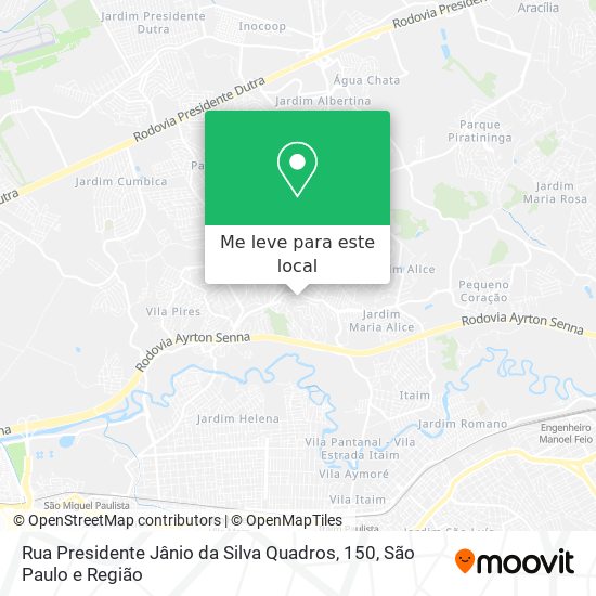 Rua Presidente Jânio da Silva Quadros, 150 mapa