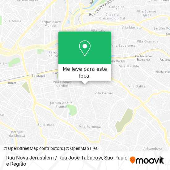 Rua Nova Jerusalém / Rua José Tabacow mapa