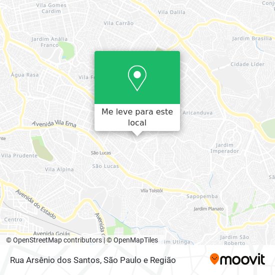 Rua Arsênio dos Santos mapa