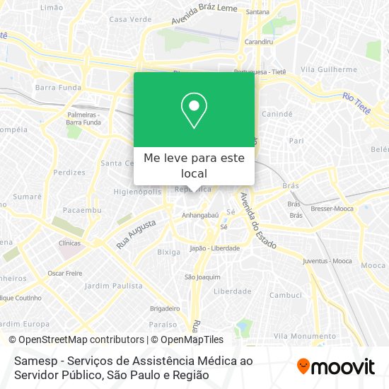 Samesp - Serviços de Assistência Médica ao Servidor Público mapa