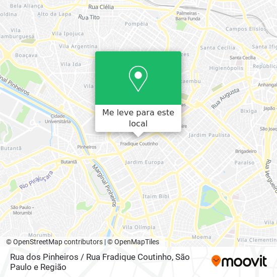 Rua dos Pinheiros / Rua Fradique Coutinho mapa