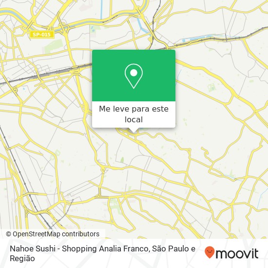 Nahoe Sushi - Shopping Analia Franco, Avenida Regente Feijó Vila Formosa São Paulo-SP 03342-000 mapa