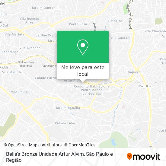 Bella's Bronze Unidade Artur Alvim mapa