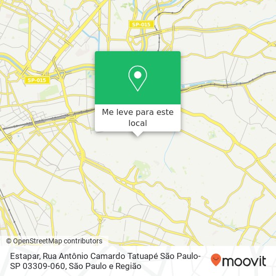 Estapar, Rua Antônio Camardo Tatuapé São Paulo-SP 03309-060 mapa