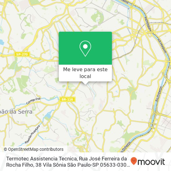 Termotec Assistencia Tecnica, Rua José Ferreira da Rocha Filho, 38 Vila Sônia São Paulo-SP 05633-030 mapa